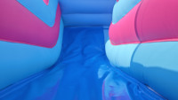 Château gonflable bleu de style dessin animé en PVC de 0,55 mm, capacité maximale de 15 personnes, 500 kg, toboggan d'amusement extérieur pour enfants, installation facile, souffleur