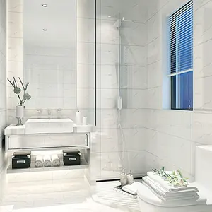 厨房地板和墙壁设计的白色盥洗室瓷砖室内厨房浴室白色灰色静脉大理石陶瓷地砖