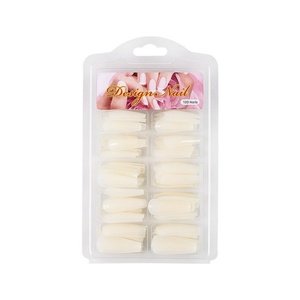 100 Piezas de Uñas Trapezoidales Adhesivas, Extensión Especial, Uñas Artificiales Transparentes Puntiagudas - Product Image 1