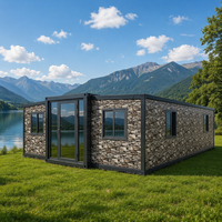 Contenedor de Acero Expandible de Doble Ala de 20 pies/40 pies, Villa Móvil Prefabricada para Exteriores, Resistente a Terremotos y Viento, Equipada con Baño Completo