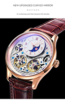 Montre Tourbillon Double Luxe Centrale Mouvement Automatique Squelette Logo Personnalisé