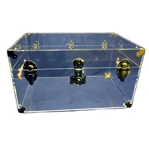 Modern Lucite Trunk with Antique Metal Parts