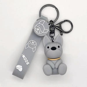 Großhandel Harz Hocken Welpen Hund Anhänger Kawaii Tier Französisch Bulldogge Schlüssel ring Schult asche Geschenk Rucksack Mobile Keychai - Product Image 5