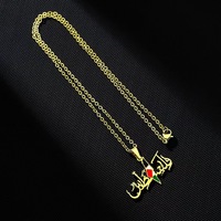 Bijoux étanches émail drapeau collier calligraphie arabe mots Palestine émaillé carte charme Al-Aqsa pastèque colliers