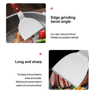 Spatola in metallo da cucina con manico in legno per frittelle <span class=keywords><strong>hamburger</strong></span> Turner griglie Pizza bistecca Barbecue piccole spatole medie e grandi - Product Image 4