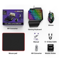 Paket Combo Keyboard & Mouse Gaming Mekanik M9 5-in-1 Plug & Play RGB Backlit untuk Game Mobile Android/iOS