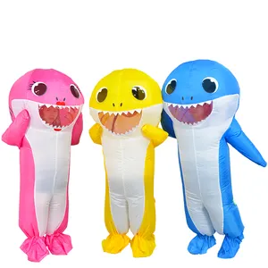 Parti cadılar bayramı köpekbalığı maskot hayvanlar komik mavi şişme kostüm özelleştirilmiş