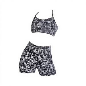 Ensemble deux pièces de yoga et fitness pour femme – Soutien-gorge réglable et short imprimé à dos croisé – Taille haute – Polyester/Nylon anti-transpiration - Product Image 2