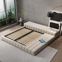 Lit plateforme moderne en tissu Mobilier de chambre à coucher élégant Matelas pour lit double 200*200 Chats Lit fenêtre