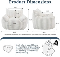 Fauteuil Poire Confortable en Tissu Peluche pour Enfants, Design Japonais, OEM, pour Salon, avec Housse Uniquement
