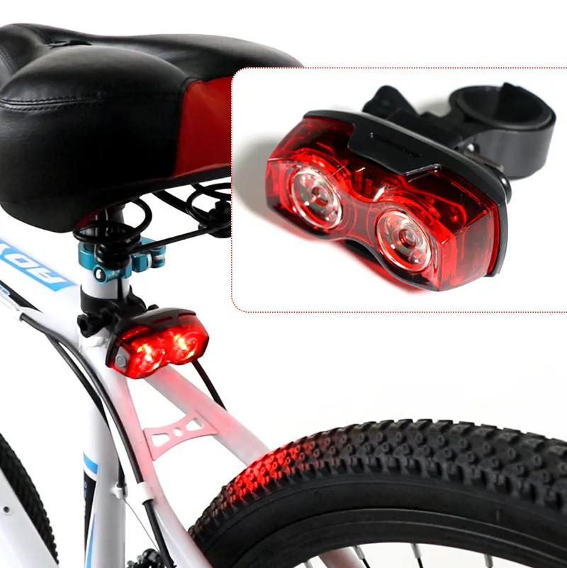 Superbsail Bicycle Clamp Tail Light 2 LED Bike Flashing Rear Lamp Safety Light Ultra-bright Quick Release 3 Modes Bike Light