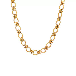 Cadena de acero inoxidable estilo cubano, cadena de metal a la moda que no se desvanece, collar para mujer con accesorio de circonita en forma de corazón. - Product Image 4