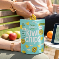 Sachet Doypack personnalisé imprimé, écologique, résistant à l'humidité, avec fermeture éclair, pour l'emballage de kiwi séché et de chips de fruits (snacks)