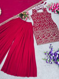 Alta calidad último elegante diseñador indio estilo bordado trabajo Salwar Plazzo traje para mujeres Función de boda y fiesta - Product Image 4
