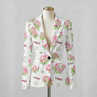 Blazer Rajut Wanita Model Terbaru Musim Semi Gugur, Setelan Bisnis Custom, Jaket Motif Natal Kancing Tunggal, Pakaian Grosir