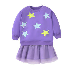 Nouvelle arrivée Robe violette élégante en tulle à manches longues pour enfants pour filles personnalisable - Product Image 1