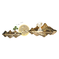 Art mural en acrylique gravé avec un paysage de montagne moderne et luxueux, LED avec horloge, tableaux suspendus pour la décoration murale de la maison et de l'hôtel
