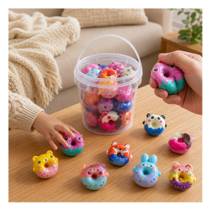 Jouet sensoriel anti-stress en PU souple et rebondissant en forme de donut animal mignon pour présentoir de comptoir de vente au détail, cadeau, vente en gros, personnalisé - Product Image 5