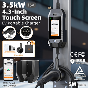 Cargador Portátil para Vehículos Eléctricos Feyree de 3.5kW 16A Tipo 2, Cable de Carga de 5M, Pantalla Táctil de 4.3 Pulgadas, EVSE Impermeable con Control Inteligente por Aplicación WIFI - Product Image 1