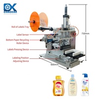 Machine d'étiquetage Double face Semi-automatique pour shampoing, bouteilles carrées rectangulaires ovales plates