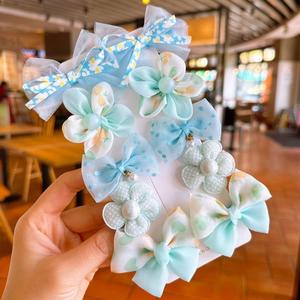 Pinza para el <span class=keywords><strong>pelo</strong></span> de mariposa con flores para niña bonita de malla de gasa para niños de nuevo diseño 10 unids/set accesorios coloridos para el cabello de fiesta con lazo perla - Product Image 6