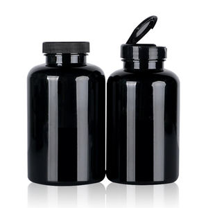 Proveedor de confianza Contenedor de medicina PET 5oz 8,5 oz 13oz Negro opaco brillante 40mm Boca ancha Tapas de color personalizado - Product Image 3
