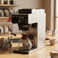 Cafetière expresso américaine professionnelle en acier inoxydable, système de filtration double pot électrique, fonction maintien au chaud, affichage numérique, tension universelle