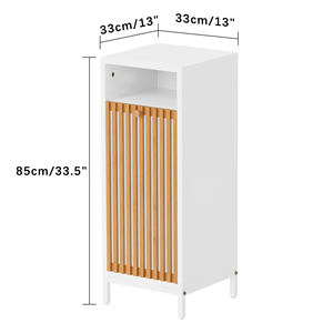 Modern MDF bathroom storage <b>cabinet</b> with narrow floor and <b>laundry</b> basket for small spaces. Storage in small apartments. - Product Image 4
