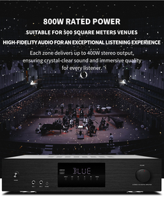 Amplificateur audio professionnel RMS 800W <span class=keywords><strong>Hi</strong></span>-<span class=keywords><strong>Fi</strong></span> 4 canaux BT5.3 Amplificateur d'église de conférence karaoké à domicile avec 4 entrées micro pour usage domestique - Product Image 6