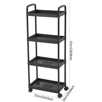 Étagère de rangement moderne minimaliste à 4 niveaux en plastique amovible pour la cuisine, la salle de bain, le salon, chariot à roulettes multifonctionnel