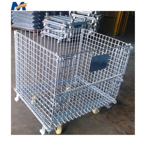 Depo depolama katlanabilir <span class=keywords><strong>Metal</strong></span> tozu kaplama tel Mesh palet depolama kafesi <span class=keywords><strong>Metal</strong></span> katlanır saklama kutusu tel örgü konteyner - Product Image 3