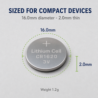 Pile bouton au lithium Ieeton Medical CR1620 3V 70mAh non rechargeable, durée de vie de 5 ans, pour transmetteur CGM continu