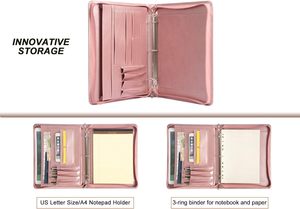 Dây kéo chất kết dính danh mục đầu tư, 3 vòng chất kết dính 1 inch, PU da padfolio thư mục, danh mục đầu tư kinh doanh tổ chức với A4 miếng Pháp Lý - Product Image 2