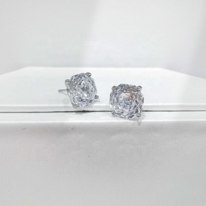 Boucles d'oreilles clous en cuivre avec zircone cubique taille rose, classiques, pour soirée, pierre naturelle violette, luxe, pierre de naissance pour femme, boucles d'oreilles pas chères - Product Image 4