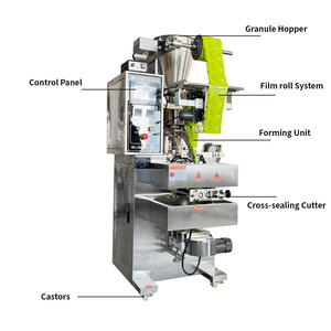 Machine d'emballage verticale automatique contrôlée par PLC, dispositif de remplissage de granulés en film plastique pour aliments, sucre, sel, riz, graines - Product Image 3
