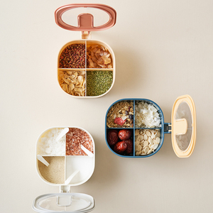 Plastic Spice Nuts Herb Storage Jar Boxes Set Plastic Square Container Organizer Small Colorful Seasoning Jar With Spoon 3104
