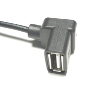 Kabel PVC Hitam 1 Meter Panjang USB-A Male ke USB-A Female Paket Lengkap Kabel Ekstensi USB (untuk Pengisian Daya) dengan Sudut Kanan