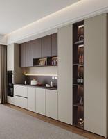 Buffet minimaliste nordique en bois massif sur mesure avec éclairage LED pour salon, directement de l'usine