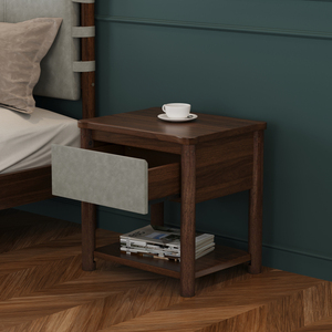 Modern Nightstand With <b>Drawer</b> <b>Walnut</b> Finish Set Of 2 For Bedroom Living Room - Product Image 4