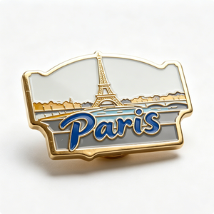 Pin Esmaltado de Recuerdo de la Ciudad de París, Torre Eiffel, Río Sena, Insignia Metálica Chapada en Oro, Forma Irregular, Regalo de Viaje - Product Image 1