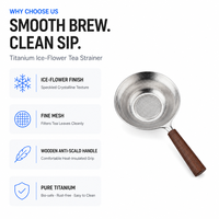 Filtre à thé en titane pur en forme de fleur de glace, portable, avec manche en bois, accessoires pour service à thé en titane, filtre à thé simple