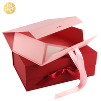 Boîtes cadeaux pliantes magnétiques de luxe rose doux pour la Saint-Valentin, emballages pour bouteilles de vin en gros, boîtes d'expédition avec ruban
