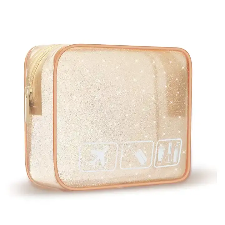 Estuche de cosméticos de regalo promocional, bolsa de maquillaje, bolsa organizadora de artículos de tocador de viaje con cremallera cosmética de PVC transparente