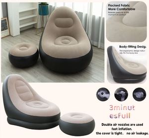 Eco Pvc Set Footrest Lazy Flocking Air <b>Sofa</b> Chair Living Room Furniture Lounge <b>Inflatable</b> Backrest Recliner - Product Image 4
