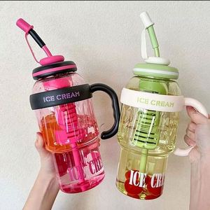 Bonita Botella de Agua Ecológica de PC con Diseño de Taza de Té con Leche de Verano, Estilo Lucky Belly, con Correa Decorativa y Pajita, Marca JY, con Tapa, para Viajes, Camping y Regalo - Product Image 4