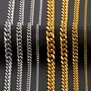 Chaîne cubaine <span class=keywords><strong>en</strong></span> acier inoxydable plaqué <span class=keywords><strong>or</strong></span> étanche sans ternissure pour hommes bijoux Hip Hop collier de chaîne à maillons cubains - Product Image 5