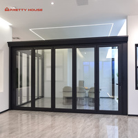 Puertas plegables de aluminio insonorizadas de alta calidad Puerta de vidrio templado resistente