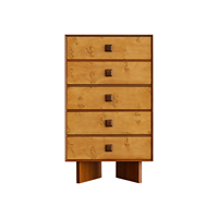 Commode autoportante en bois massif de style Mid-Century à cinq tiroirs, grande capacité, multifonctionnelle pour salon