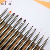 Pinceau à ongles acrylique YALIXIN personnalisé pour manucure, liner fin, marque privée OEM, poils Kolinsky/Nylon, plat/ovale, manche métallique serti