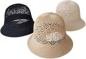 Sombrero de Paja <span class=keywords><strong>para</strong></span> <span class=keywords><strong>Mujer</strong></span> con Logotipo Personalizado, Tejido <span class=keywords><strong>a</strong></span> Crochet, Diseño Calado, <span class=keywords><strong>para</strong></span> Playa o Pesca - Product Image 4